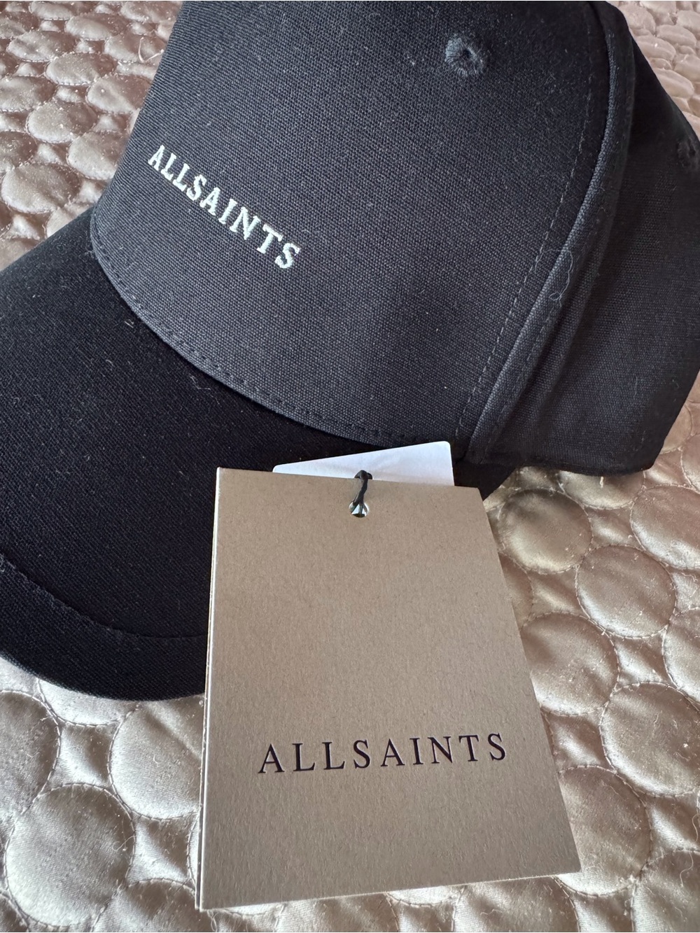 AllSaints black with white  Logo Baseball Cap Hat unisex nwt - Picture 2 of 6